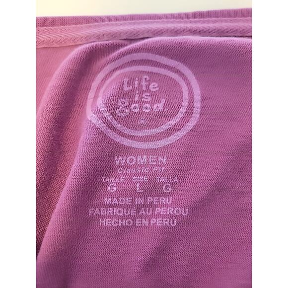 Life Is Good Classic Fit Cotton Purple LS V Neck Graphic Tee Shirt Women's Large - Picture 12 of 12